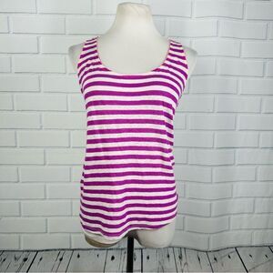 10/$25🦋 JC Penney Purple & White Striped Linen Tank - Size XL